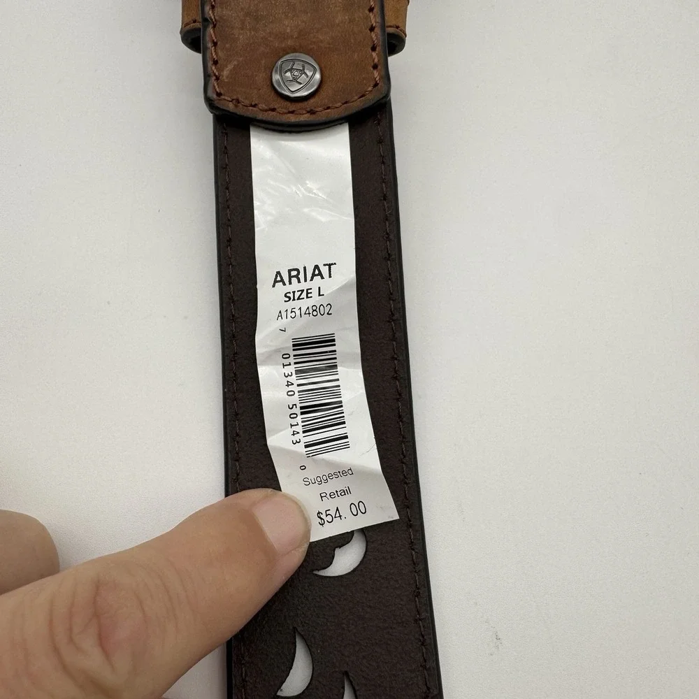 Ariat Western Womens Belt Leather Scroll Paisley Cut Out Brown A1514802 - Picture 4 of 6